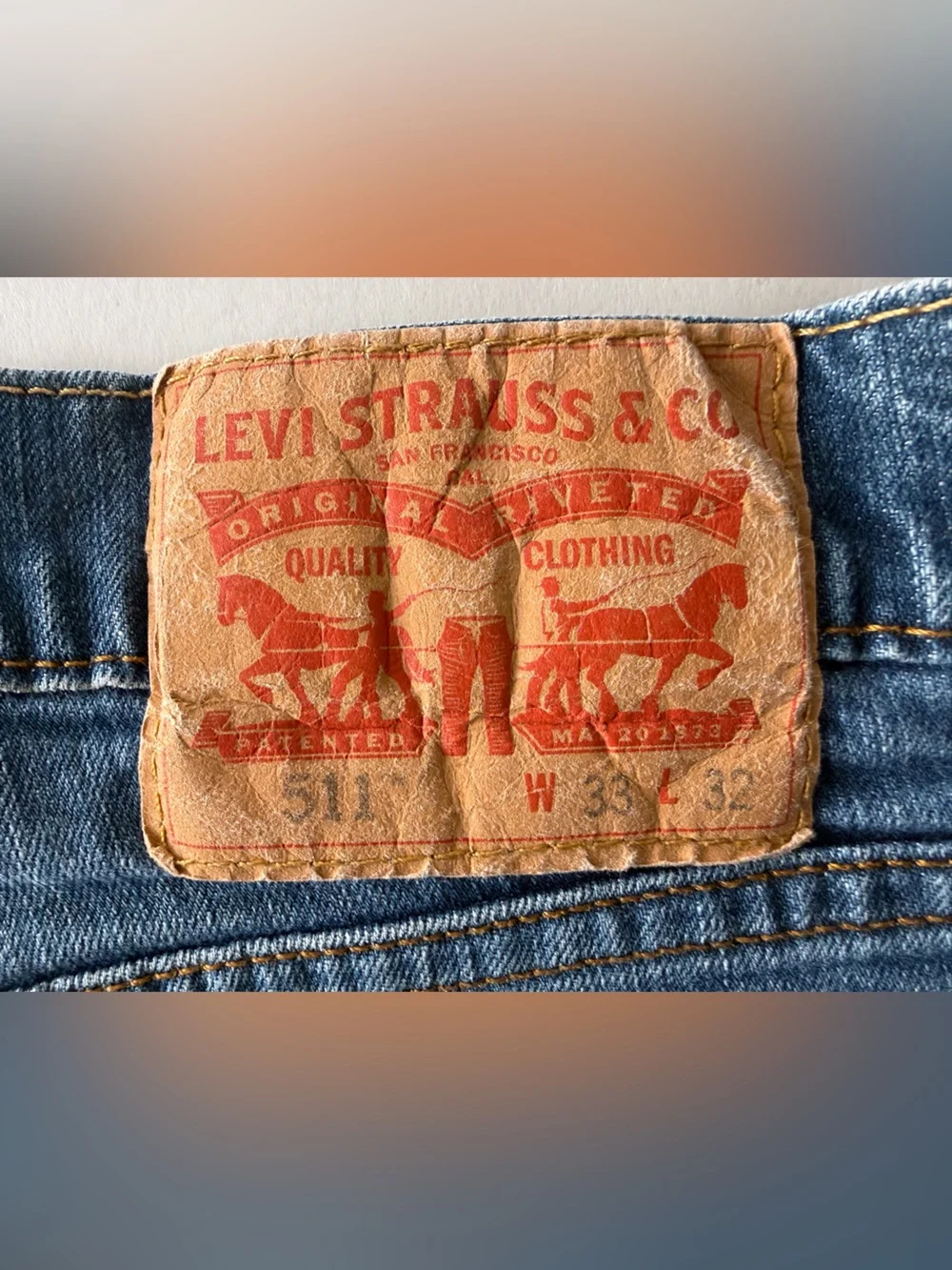 Levi's 33x32 Men's 511 Denim Slim Fit‎ Straight Jeans - Blue EUC